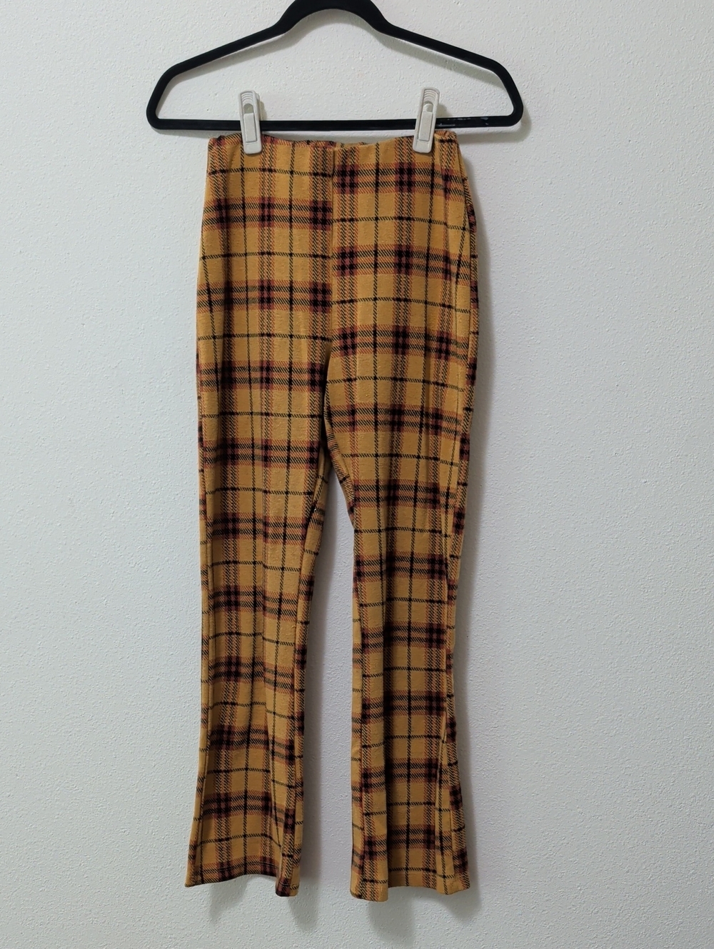 Urban Outfitters Mustard Plaid Boot Cut Pants